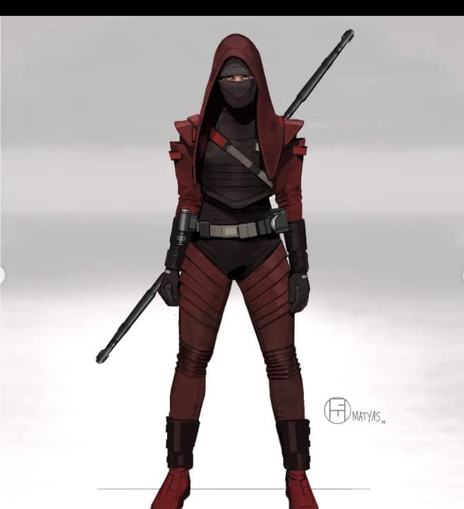 Early Morgan Elsbeth Designs were based on Deathstick who first appeared in Marvel Comics Bounty Hunters 14