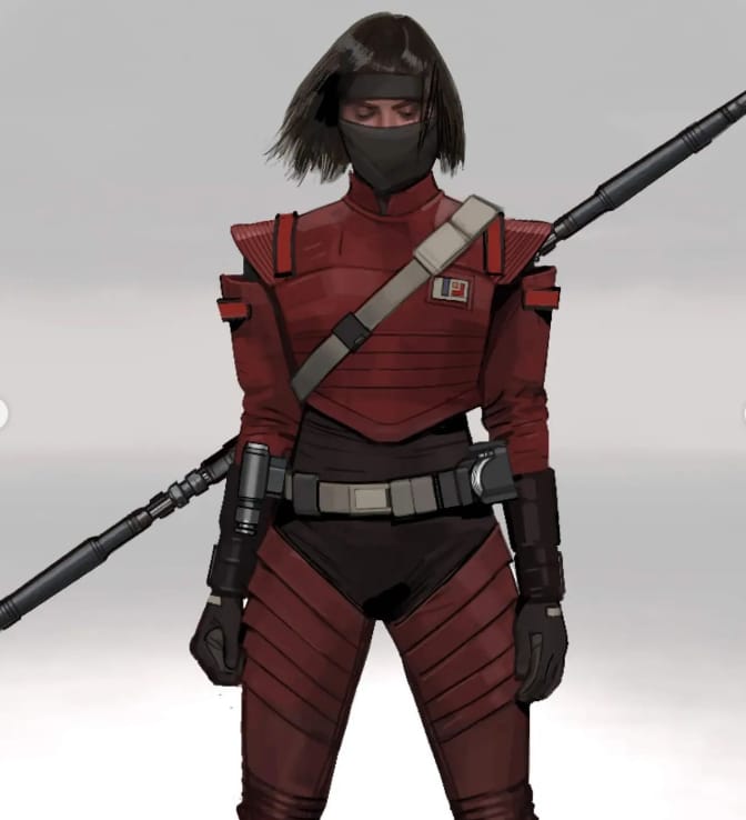Early Morgan Elsbeth Designs were based on Deathstick who first appeared in Marvel Comics Bounty Hunters 14