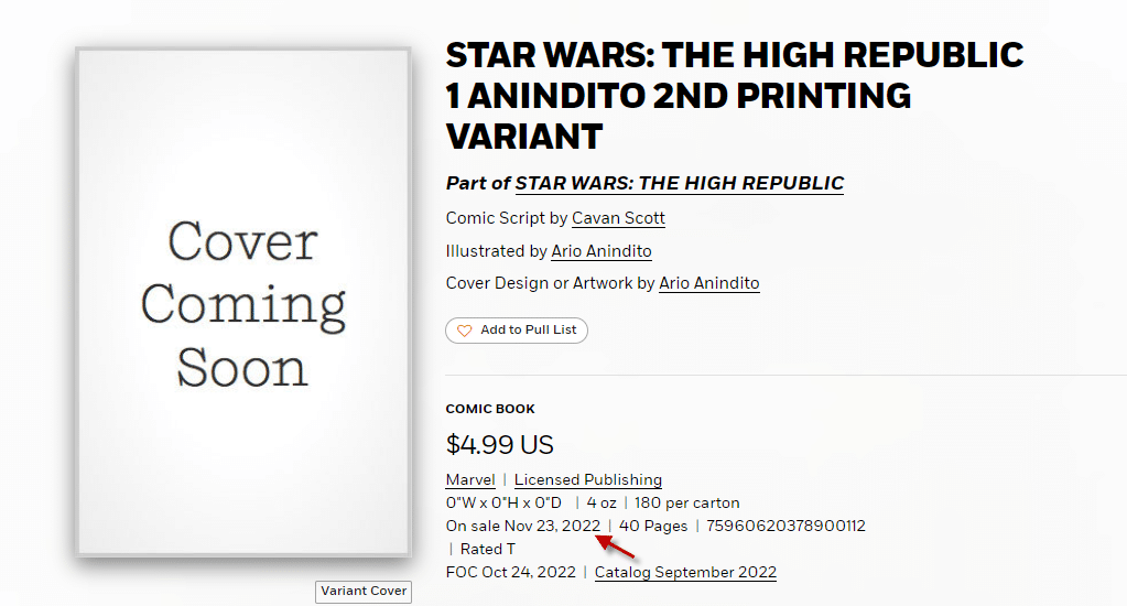 Marvel Star Wars: Visions and High Republic #1 Getting A 2nd Print