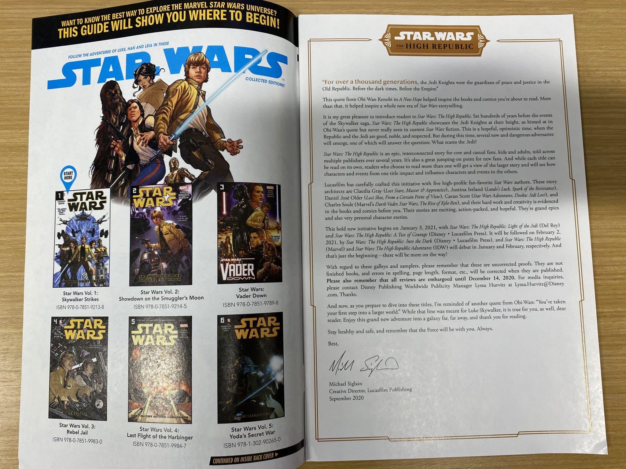 Star Wars High Republic Promotional Galley Comics